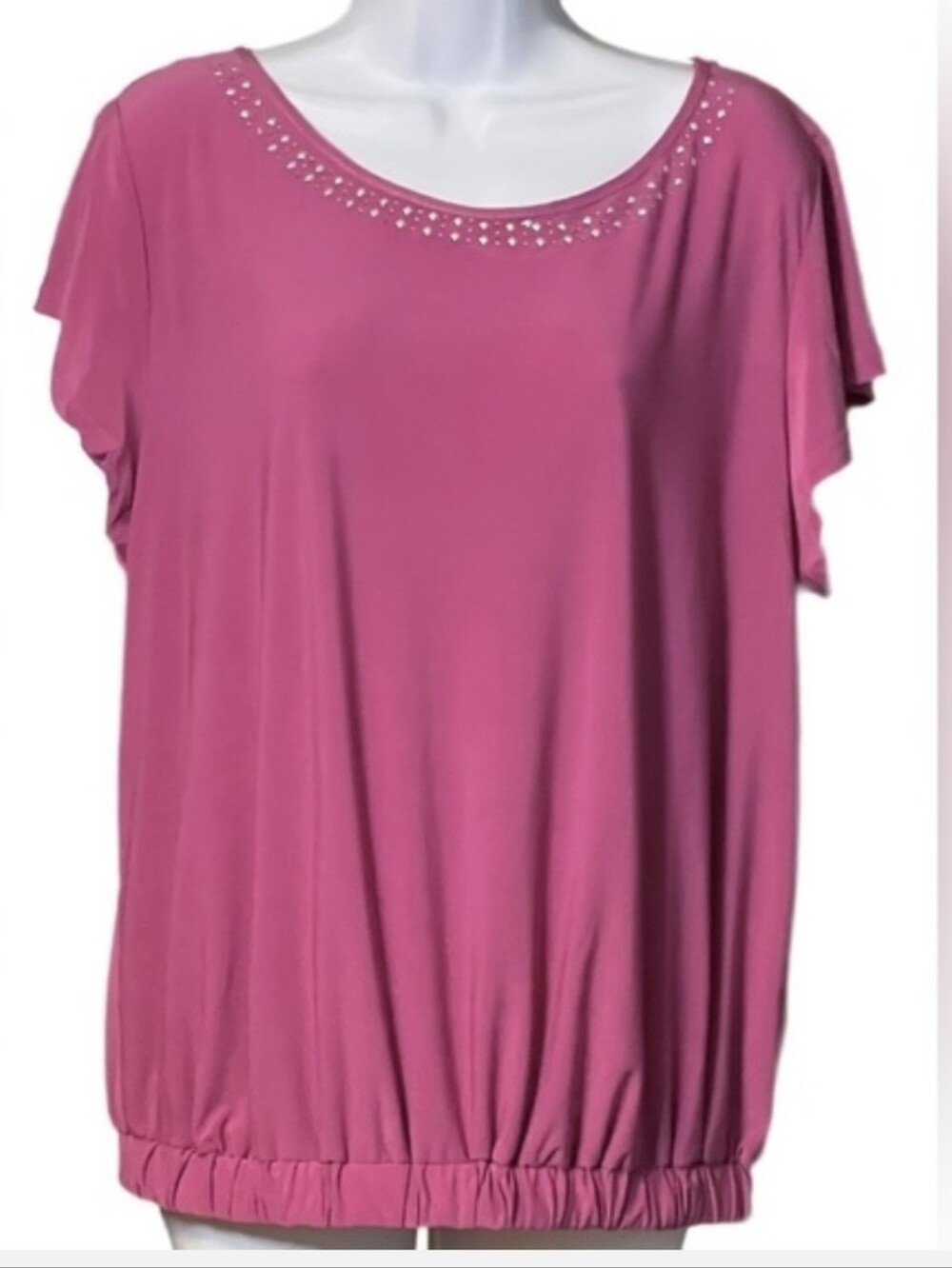 SALE!! Women's Rhinestone Scoop Neck Pink Top